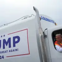 Donald Trump boards a garbage truck to draw attention to Biden remark