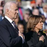 Biden and Harris appear together for the first time since she lost the election to Trump