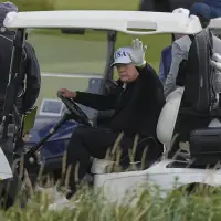 Trump plays golf in Scotland while protesters take to the streets and decry his visit