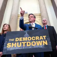 The blame game is on at federal agencies, where political messages fault Democrats for the shutdown