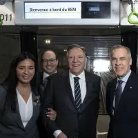 Mark Carney attends launch of new branch of Montreal-area light rail network