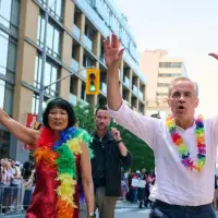 Revellers drench Mark Carney with water as Toronto celebrates Pride Parade