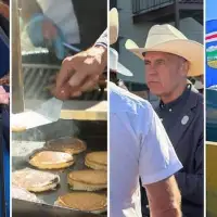At competing Stampede breakfasts, 2 very different visions for Alberta emerge